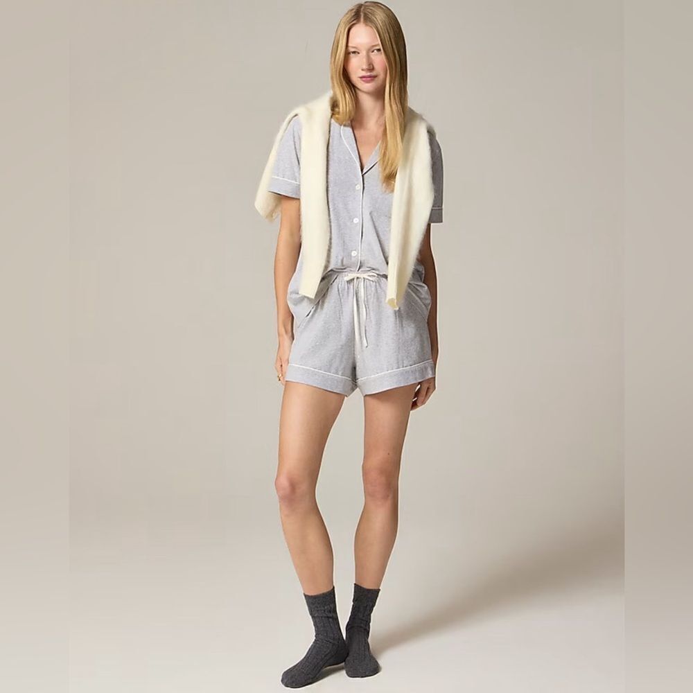 NWT J CREW Dreamy cotton-blend pajama short set in Geather Grey - Picture 2 of 7